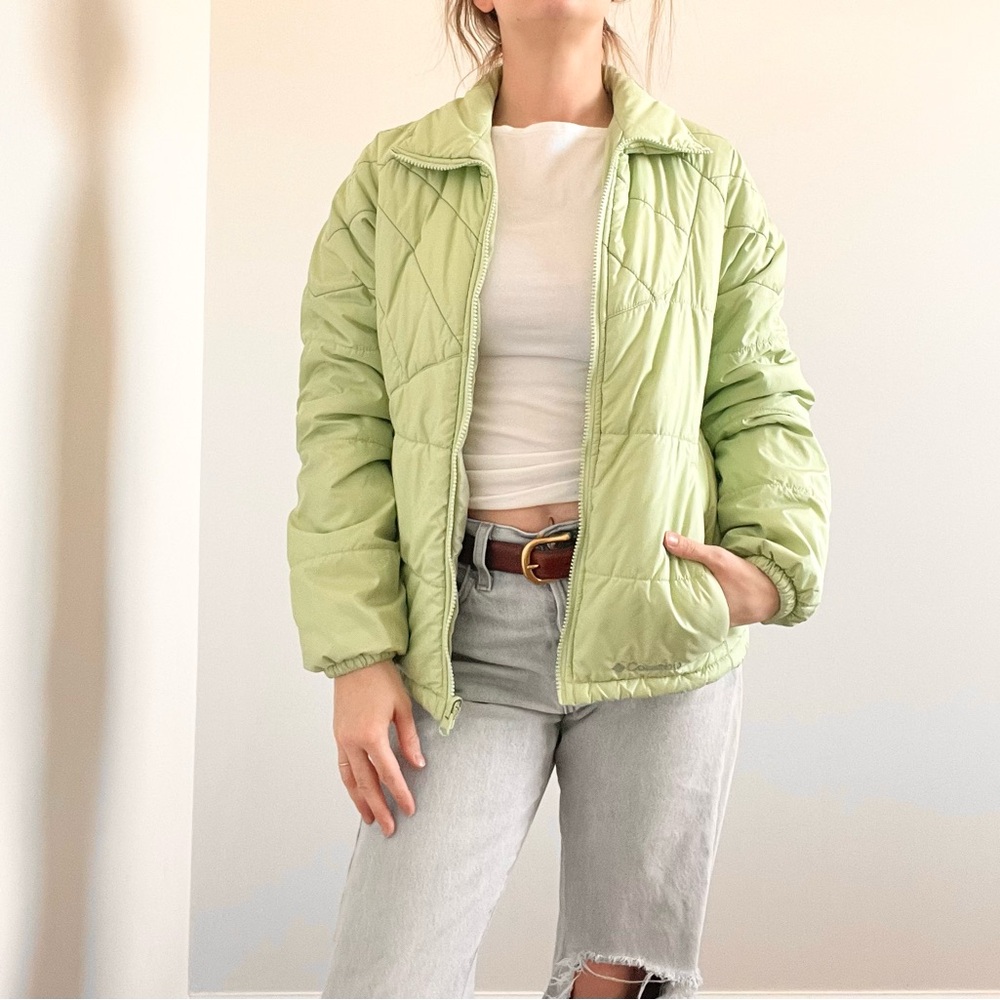 Vintage Columbia Light Green Quilted Puffer Jacket